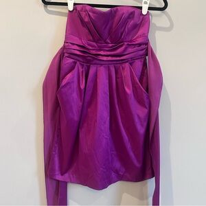 Bebe Purple Satin Strapless Mini Dress , Size S